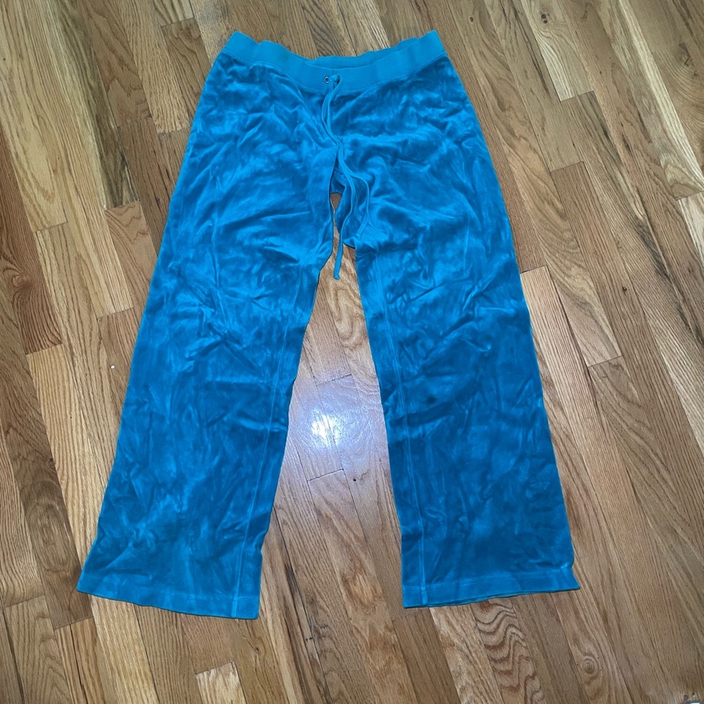 Electric Royal Blue Velour Juicy Couture Tracksuit Bottom Pants in Medium